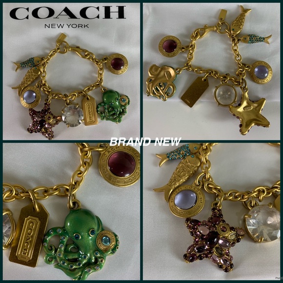 ($750) Y2K BRAND NEW COACH RARE OCTOPUS CRYSTAL STARFISH CHARM BRACELET - Picture 1 of 1